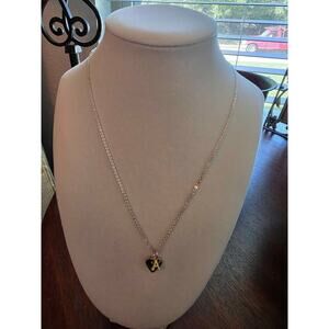 New Gold Initial "A" Over Silver Heart Necklace 18-inch Chain